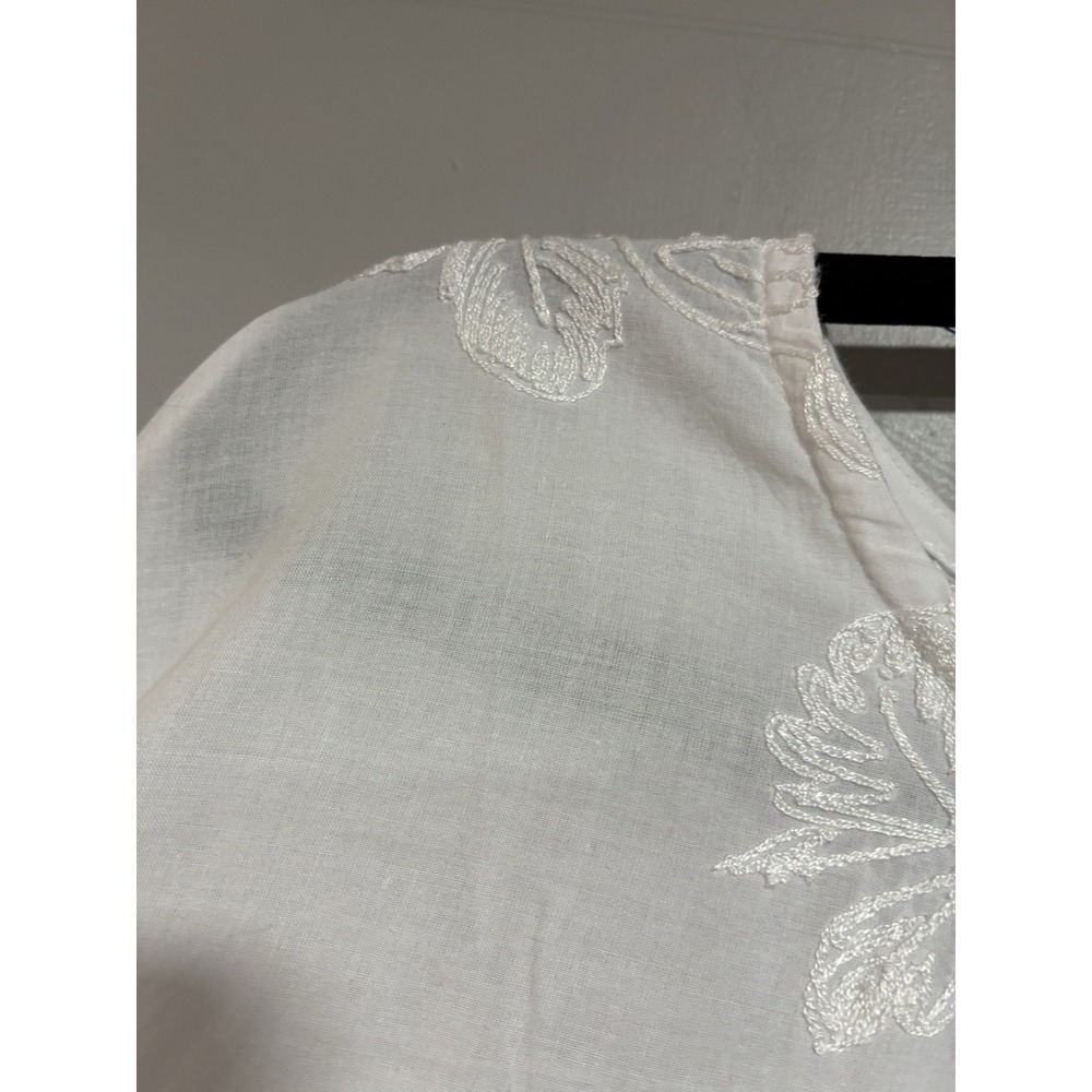 Cynthia Rowley Women 3/4 Sleeve Blouse Shirt White Embroidered Floral Size 3X - Picture 2 of 13